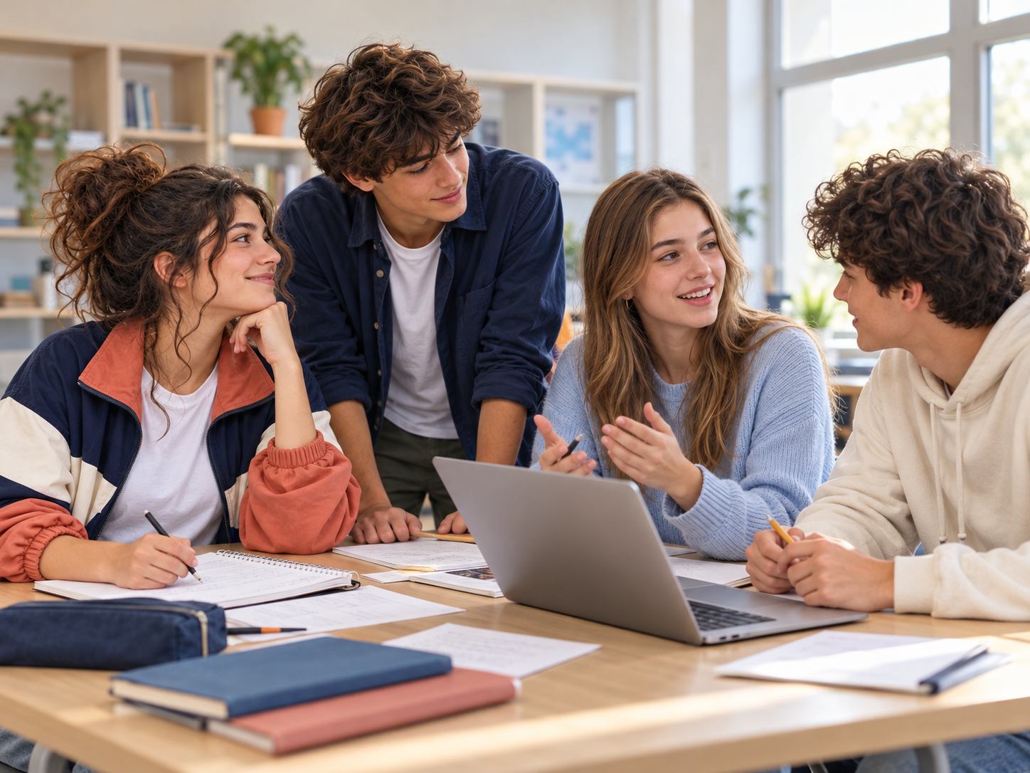 Immagine illustrativa generata con IA: studenti che collaborano intorno a un tavolo